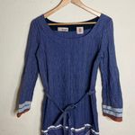 Dark Blue Striped Pattern Cropped Sleeve Dress ( S ) Photo 1