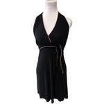 Vtg Halter Dress Y2K Wrap V Neck Grunge Goth Whimsy Witchy Sz Large Stretch Pink Black Photo 1