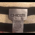 Chico's Chico’s SILK Blend Navy Gold Sparkle Striped Sweater 1/M Nautical Summer Office Photo 2