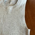 Aerie - Rebel Cropped Tank Top Raw Hem Heather Gray Ribbed High Neck Size Small Photo 2