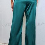 SheIn  Women's Teal Satin Wide-Leg Pants Photo 1