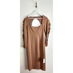 ASOS  DESIGN Frill Sleeve Body-Conscious Midi Dress in Light Tan Pink Size US 10 Photo 2