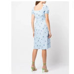 HVN Blue Holland Bow Tie Cotton Gingham Midi Dress sz 2 Blue Photo 3