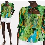 Farm Rio Vintage Toucans Smocked Peplum Top Medium Photo 3