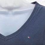 Tommy Hilfiger Women’s V Neck Navy Blue Solid Pima Cotton Blend Sweater Size XL Photo 4