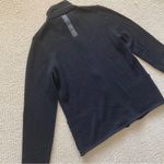 Chico's Chico’s Black Wool Blend Full Zip Coat Jacket Leather Trim Stretch Size 1 EUC Photo 9