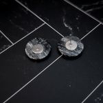 Vintage Stud Earrings Circle Black and Gray Tones Photo 2