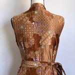 Vintage Portobello Satin Floral Geometric Mini Wrap Dress in Bronze Size undefined Photo 4