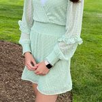 Light green puff long sleeve dress Photo 0
