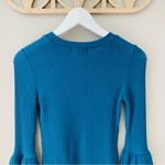 Altar'd State Ribbed Bell Sleeve Top Blue Sz XS Photo 7