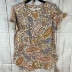 cupio Paisley Jewel Tone Boho Short Sleeve Tunic Top Women’s Size Medium Photo 2