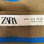 ZARA Olive Green Blue Striped Scoop Neck Pullover Cropped Tank Top Size S Photo 2