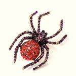 Spider silver plated/red/black Rhinestone Halloween Brooch Women Suit Brooches P Photo 0