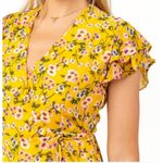 Harper Heritage Dora Yellow Floral Ruffle Mini Wrap Dress Playful Summer Chic M Photo 5