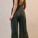 Free People NWT Yesenia Crochet Eyelet Jumpsuit Green (Size M) Photo 1