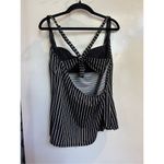 All In Motion  Black And White Striped Swimsuit Tank Top Woman’s Size XL Photo 3