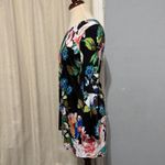 Veronica M Women Floral Print Long Flared Sleeve Stretchy Tunic Top Size XS Black Photo 4