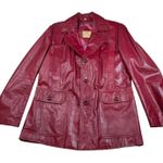 Vintage Vegas by Martin Bernard Red Leather Blazer Jacket Button Front India 46 Size M Photo 0