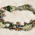 Avon Christmas Bracelet Holiday New Year's Eve 7.5" Goldtone Charms Vintage Gold Photo 0
