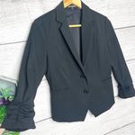 EXPRESS  Black Ruched Sleeve Cropped Blazer Suit Jacket Size 6 Small Photo 2