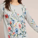 Sundry  Grey Floral Embroidered Oversized Crewneck Sweater Women’s 1 (Small) Photo 0