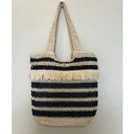 Boho Woven Fringe Shoulder Bag Beach Picnic Casual Bag Beige Black Photo 2