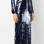 SELF PORTRAIT back cutout sequin long sleeve Open Back blue midi dress size 0 Photo 0