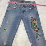 Leo Roma Floral Embroidered Jeans Blue Size 5 Photo 3