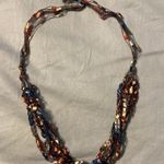 Handmade  Crocheted Trellis Yarn Necklace Multi-Strand - Rainbow Photo 0