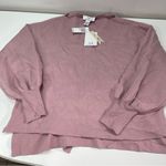 Magaschoni  Cinder Rose Mauve Crew Neck Sweater Women L Bishop Sleeve Viscose NWT Photo 0