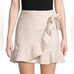 Lea & Viola Cream White Gingham Plaid Ruffle Wrap Skirt Size M Photo 0