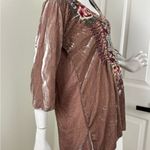 Johnny Was  Pink Velvet Heavily Embroidered Tunic Top Long Sleeve Sz Small. Photo 6