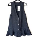 ZARA  Black Tweed Rhinestone Button Mini Dress Size Small Photo 1