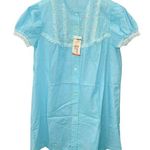 Vintage Springmaid 60s Nightgown Robe Size L Blue Short Sleeve Ruffle New Size L Photo 0