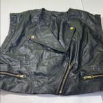 Peper Tee black Faux Leather Vest with Gold Accents. Size L Photo 8