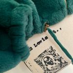 BE FOR DAWN Jacket Faux Fur Zip up Cropped Mock neck Size 8 Emerald green Cozy Aesthetic Photo 7