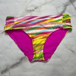 Becca  Etc Awaken Side Tab Hipster Bikini Bottom Neon Stripe Pink Size 2X New Photo 1