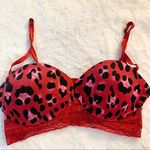 Red & Pink Cheetah Leopard Animal Print Lace Trim Wireless Bra Size 36C Photo 0