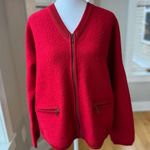 Vintage Casual Corner Red 100% Wool Zip Up Cardigan Sweater Jacket Size Medium Photo 8