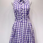 Purple & White Gingham Checked ModCloth Dress by Ixia Western Sleeveless Cowgirl Size L Photo 2