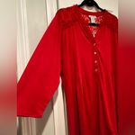 NWT Serengeti Size 1X Red Lace 3/4 Sleeve Henley Pintuck Pleated Tunic Top Photo 4