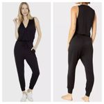 Beyond Yoga  Easy Gather‎ Midi Jumpsuit Black Large Lounge Style # MB6140 Photo 1