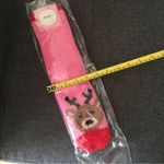Jenni Cozy, Plush Reindeer Holiday Socks, Pink, Red Photo 3