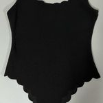 Black Scalloped Solid Tank Top Sleeveless Bodysuit Onesie Shirt Blouse Cami Size S 🖤 Photo 1