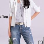 CAbi  Priscilla Top #5905 Women's Size Small White Purple Floral Print Business Photo 7