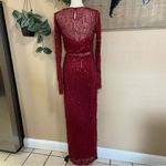 Lulus NWOT Sheer Fascination Burgundy Sheer Mesh Sequin Fringe Maxi Dress Photo 4
