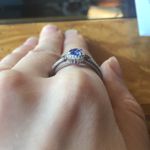 Natural Tanzanite Sterling Silver Halo Ring Size 10 Purple Photo 3