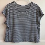 ZARA  Trafaluc Black & White Striped Cropped Short Sleeve Shirt Photo 0