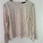 Cream Lace Lined Top With Fringe Details Delicate Sz 2 Evening Party Whimsy Gold Photo 6