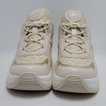 Michael Kors Olympia Metallic Logo Jacquard Trainer Cream Gold Women's 10M NIB Photo 6